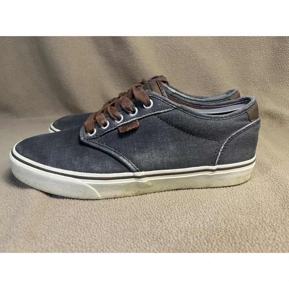 Vans Off The Wall Mens 9 Charcoal Grey Brown‎ Canvas Low Top Skate Shoes